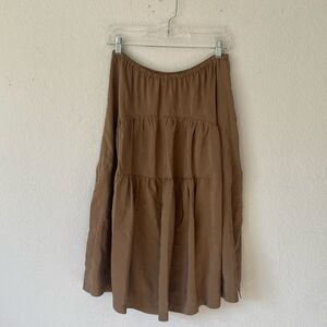 Vince Neutral Brown Tiered Silk Skirt
